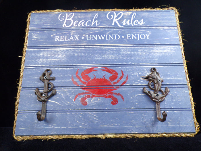 "Beach Rules" Coat Rack